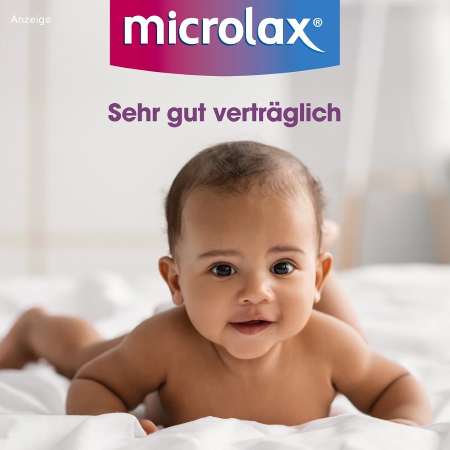 Baby liegt auf dem Bauch. Text: Sehr gut verträglich.